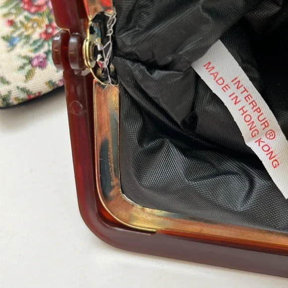 Vintage Tapestry Matching Set Purse Handbag Clutch Coin Purse Glasses Pouch 3pc - Picture 9 of 10